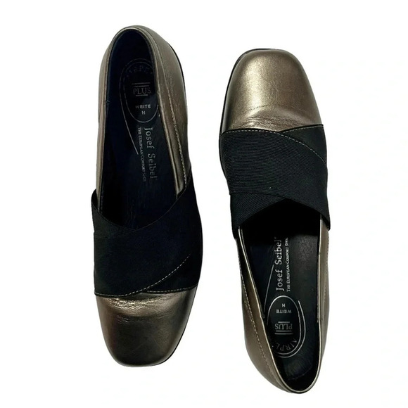 Joseph Seibel Leather Metallic Wedge Loafers - Picture 3 of 5